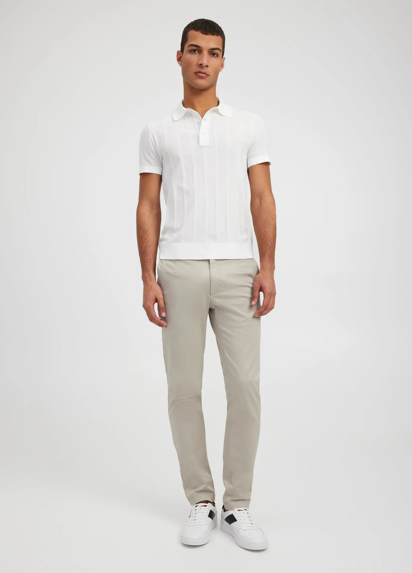 Textured Tech Knit Polo Ivory