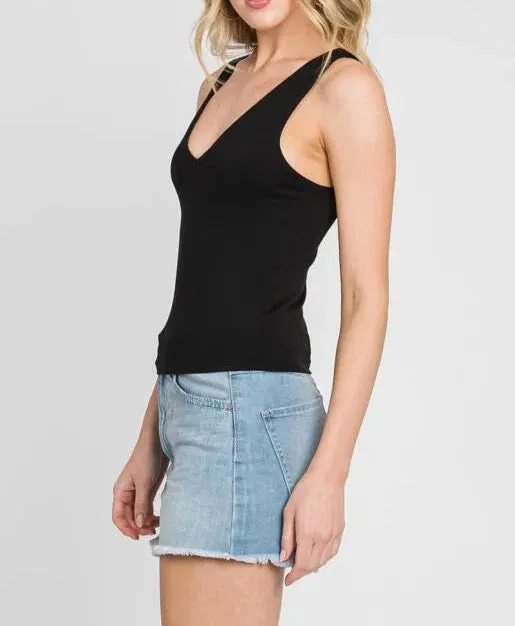 The Madison Best Selling Double Layer Ultra Soft V Neck Crop (Various Colors)