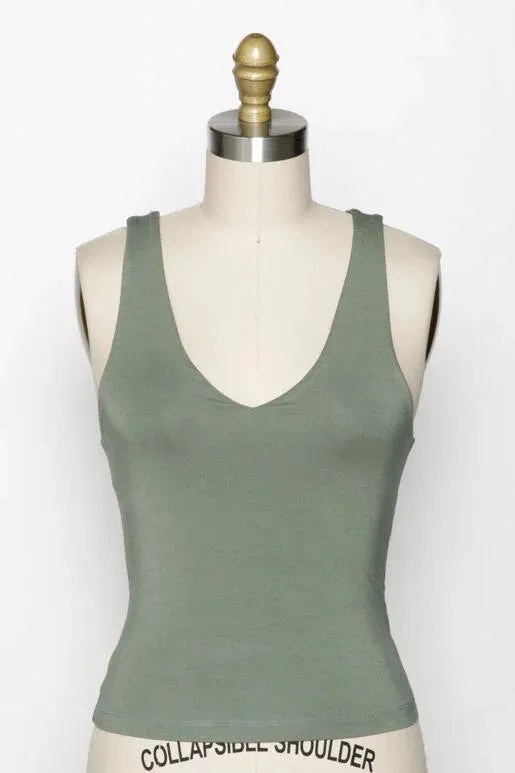 The Madison Best Selling Double Layer Ultra Soft V Neck Crop (Various Colors)