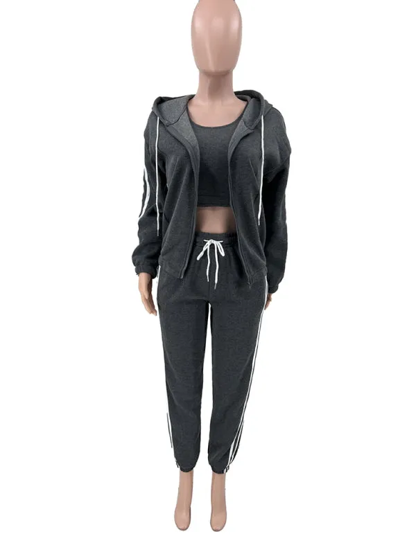 Trendy 3-Piece Jogger & Hoodie Set for Active Days