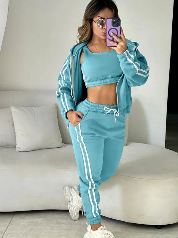 Trendy 3-Piece Jogger & Hoodie Set for Active Days