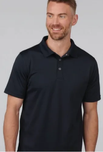 Unisex Snap Front Mesh Polo - Black