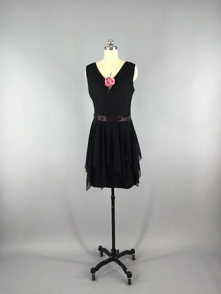 Vintage Black Chiffon Cocktail Dress