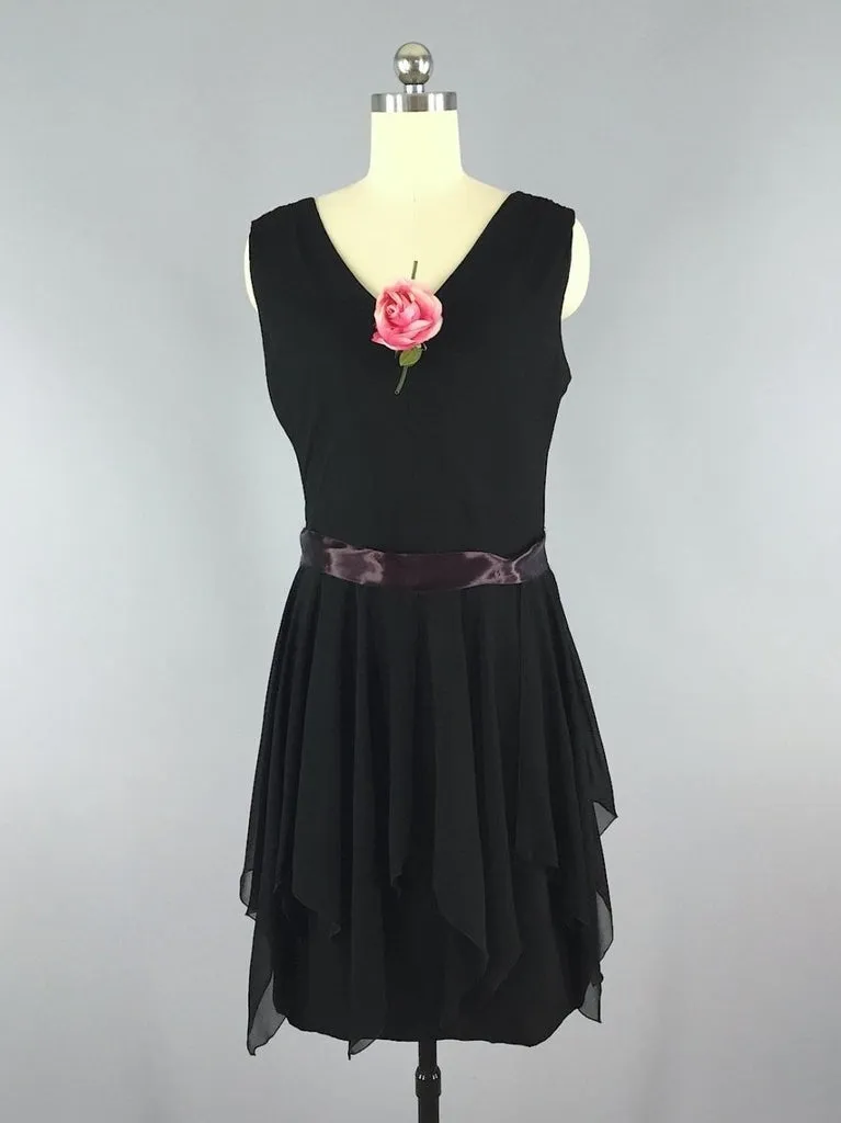 Vintage Black Chiffon Cocktail Dress