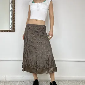 vintage brown lace maxi skirt