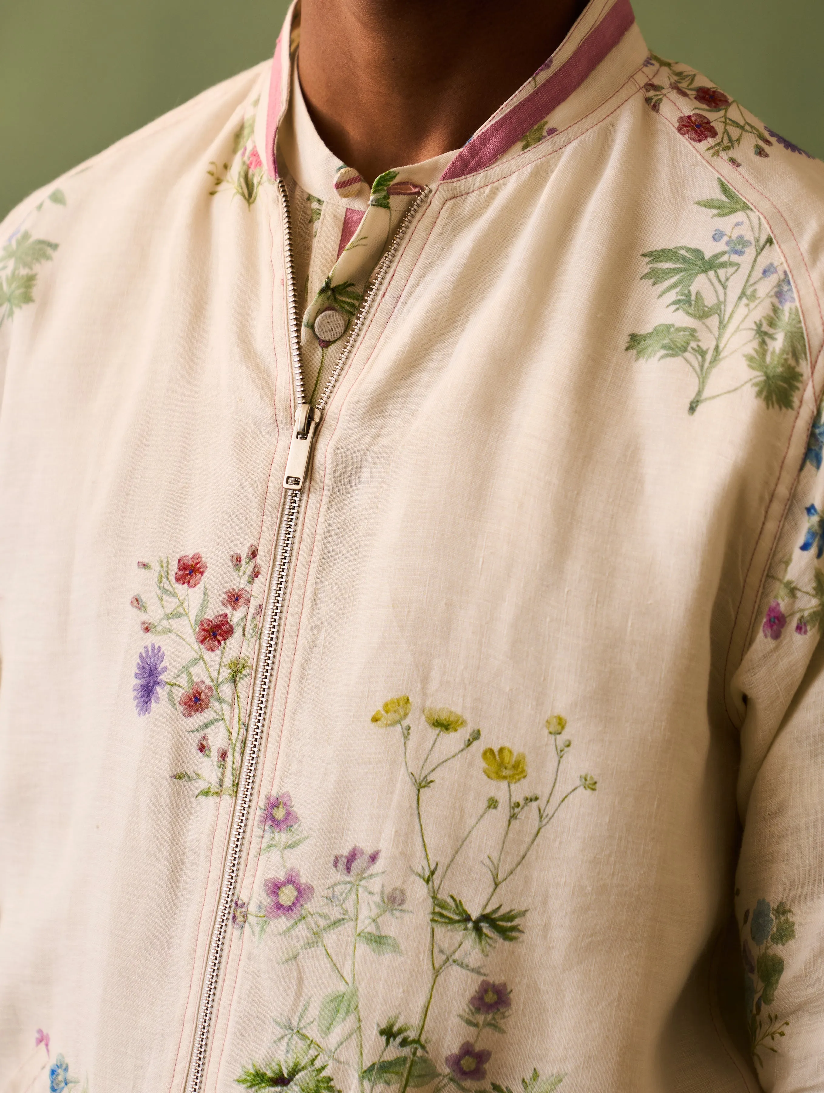 Wara Botanical Linen Jacket - Ivory