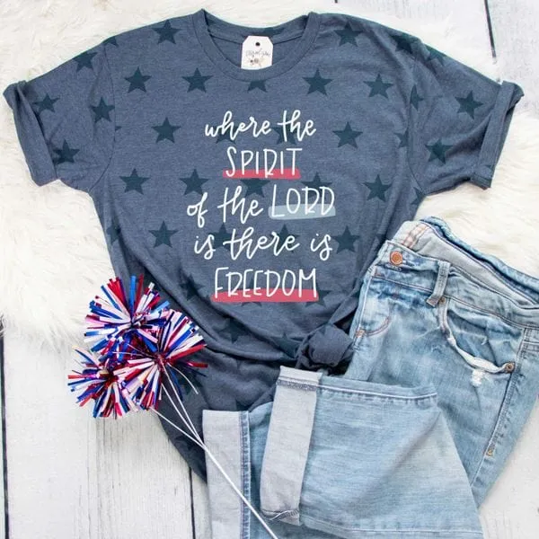 Where the Spirit of the Lord is There is Freedom Multicolor Unisex Star Tee