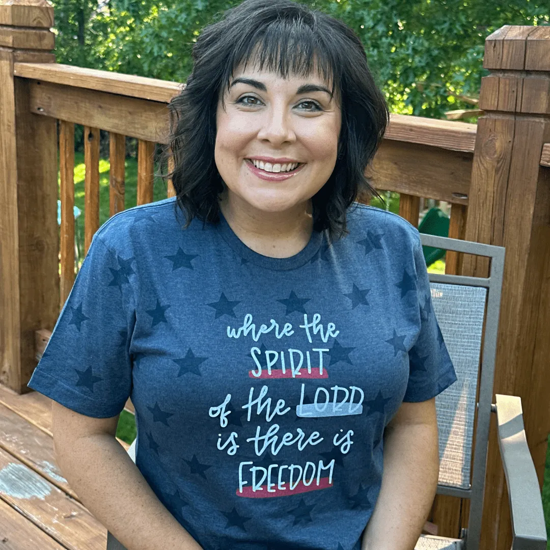 Where the Spirit of the Lord is There is Freedom Multicolor Unisex Star Tee