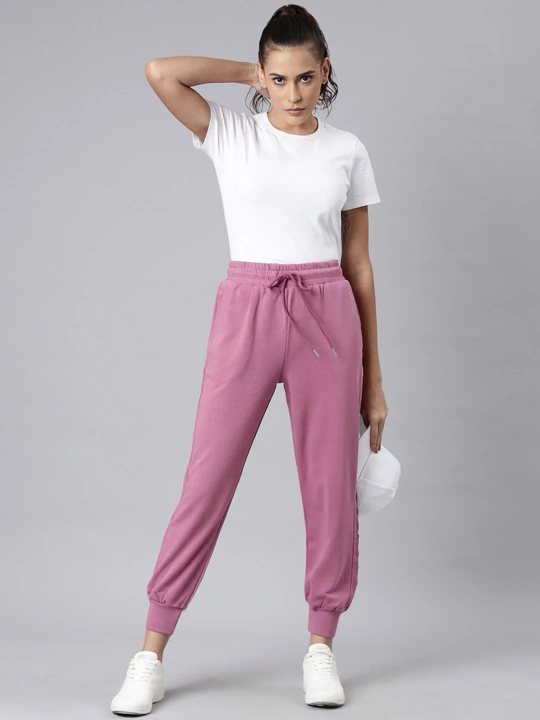 Women Mauve Solid Track Pant