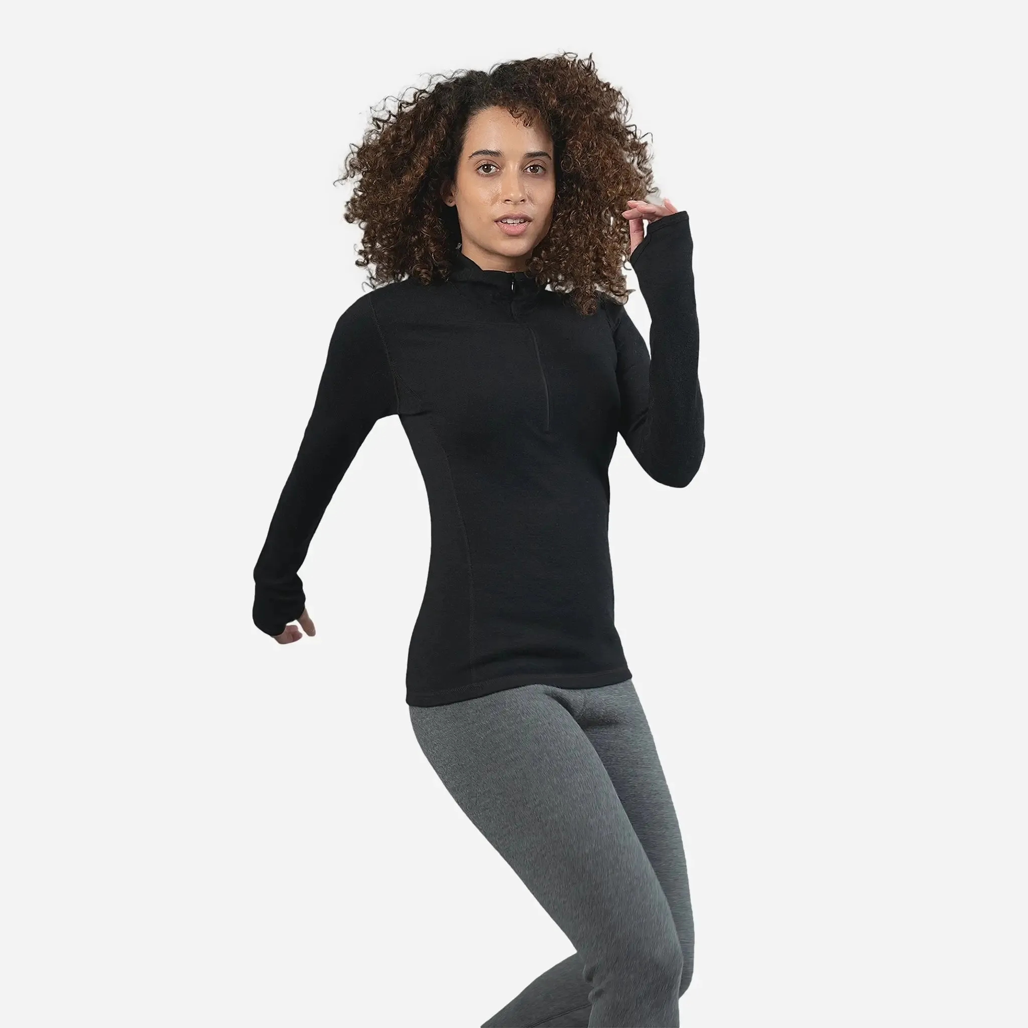 Women's Alpaca Wool Hoodie: 300 Lightweight Half-Zip