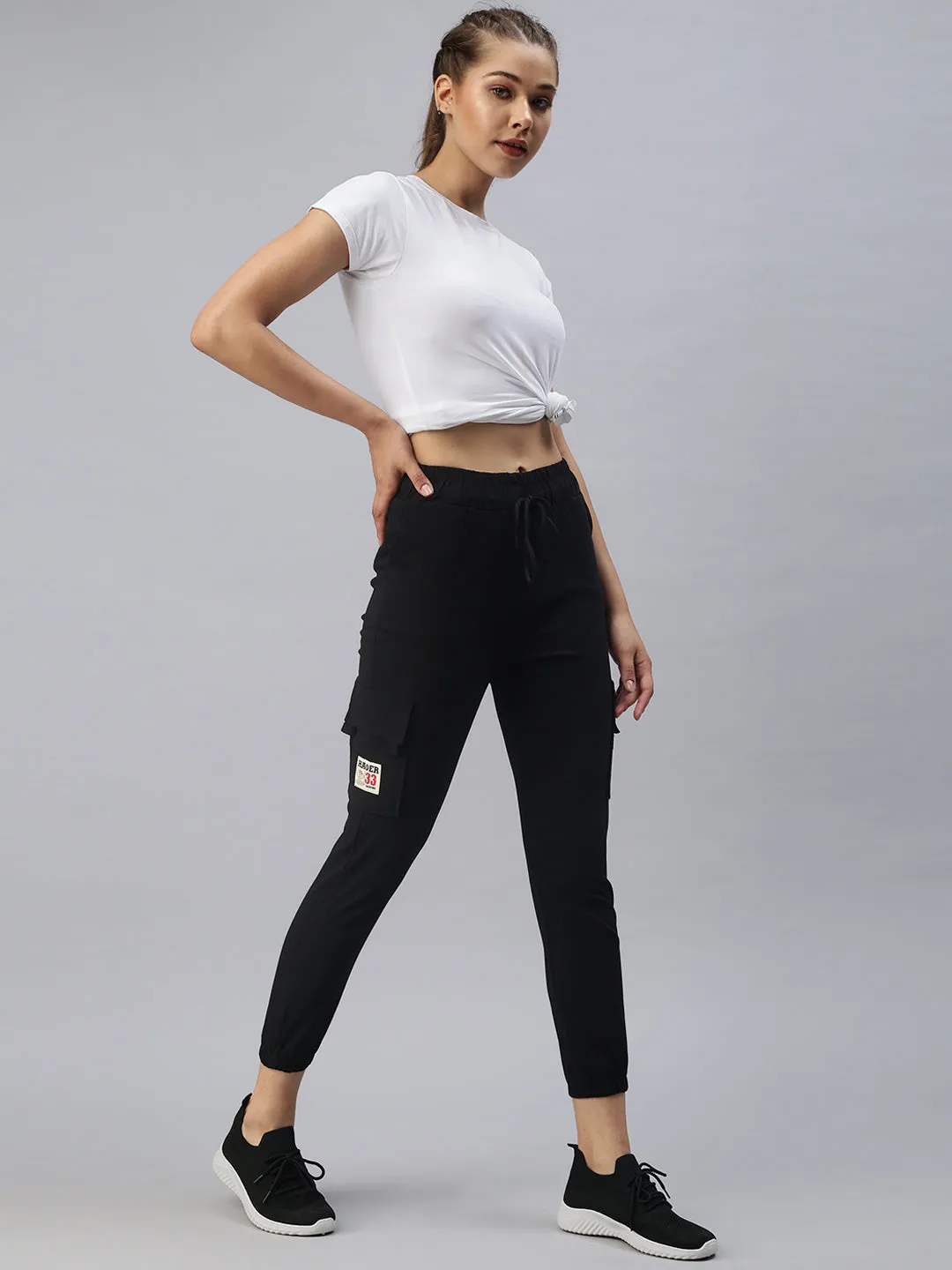 Women's Black Solid Joggers Track Pant