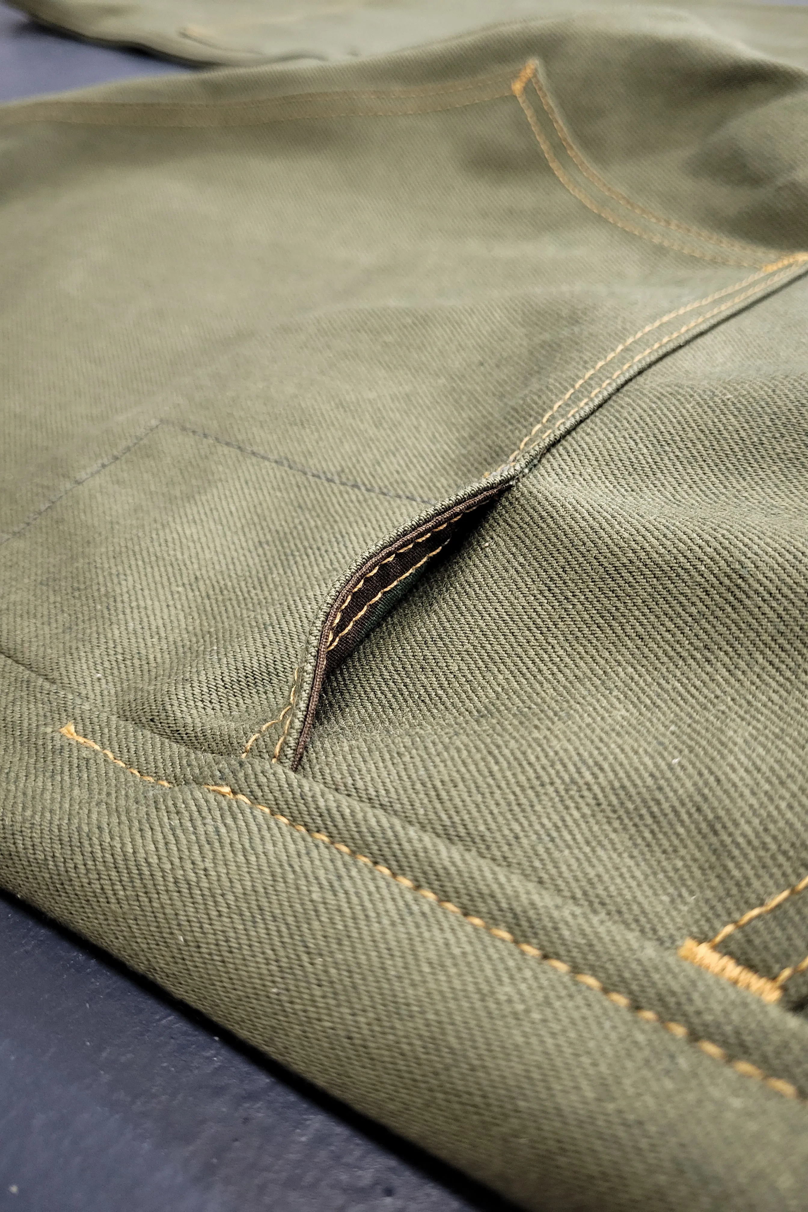 Work Pants - 13.5oz. Nihon Menpu Olive Selvedge Denim