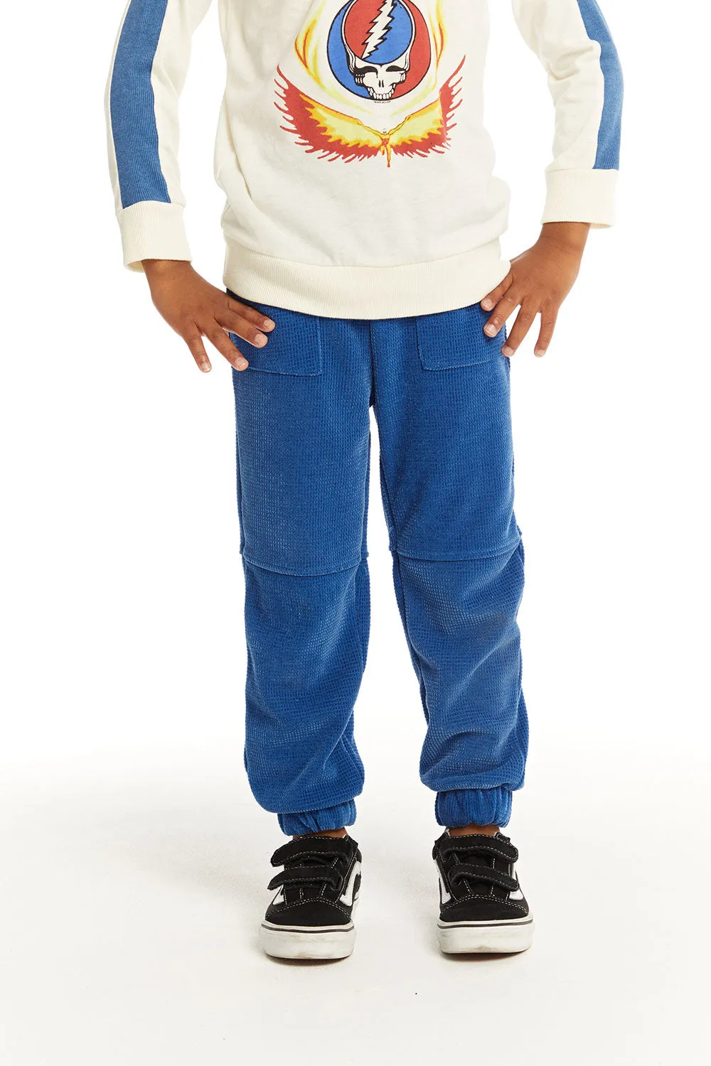 Zipper Leg Peacock Blue Jogger