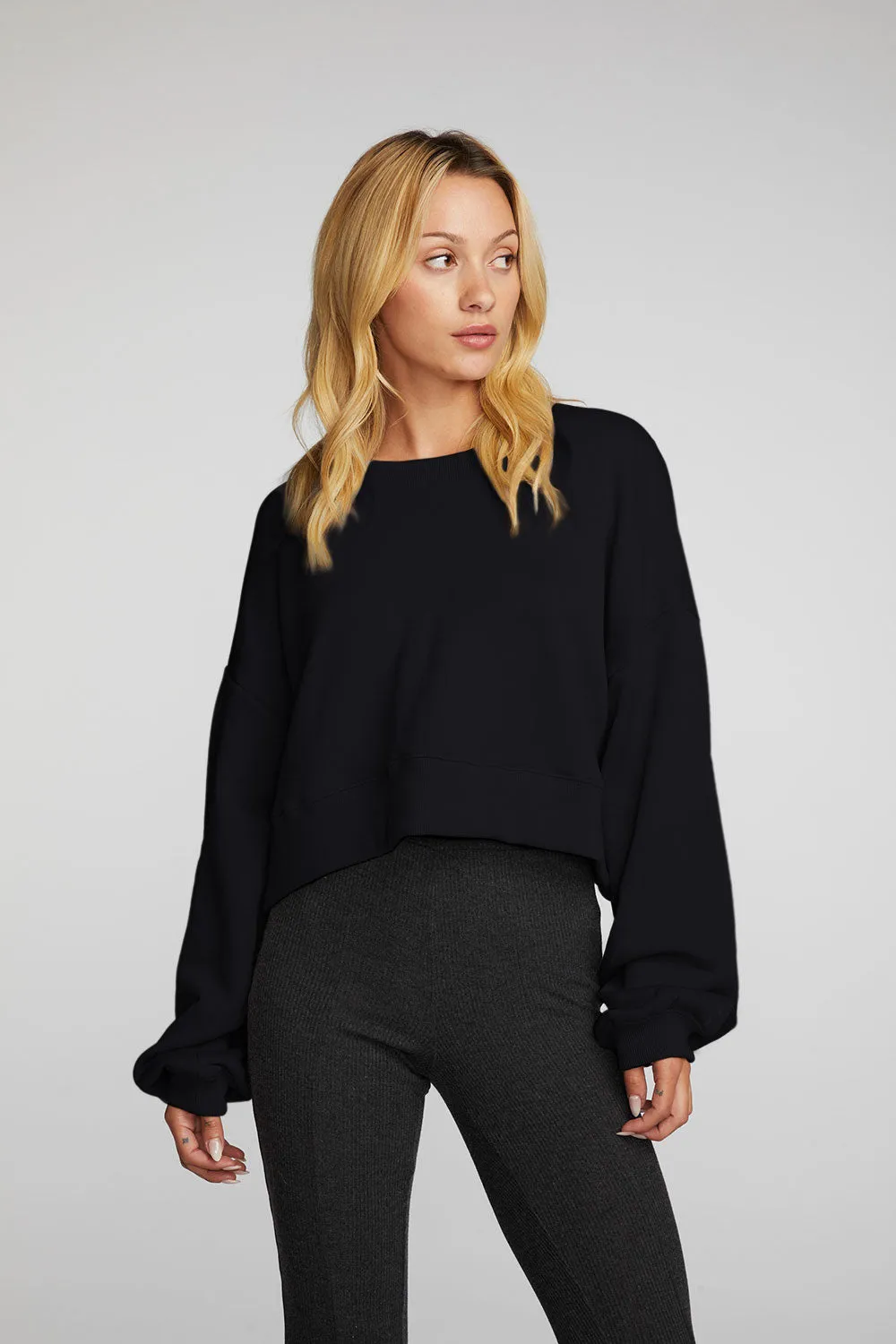 Zuma Cotton Terry Cropped Crewneck Pullover