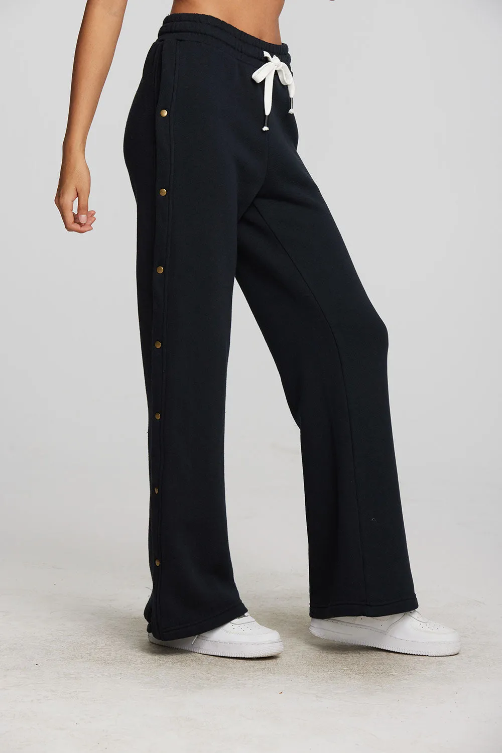 Zuma Cotton Terry Wide Leg Joggers with Button Side Seam