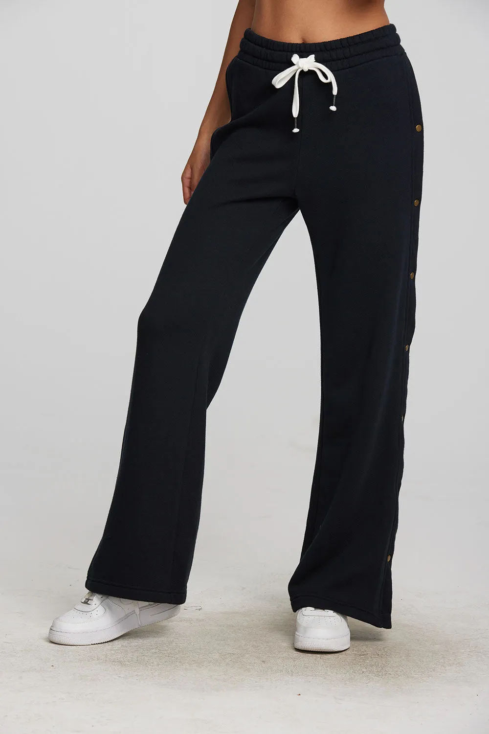 Zuma Cotton Terry Wide Leg Joggers with Button Side Seam